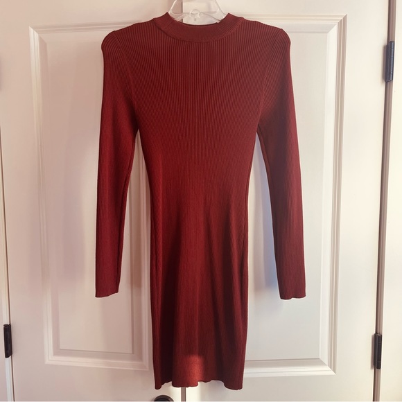 Spice colored Stretch Knit Bodycon Cutout Dress - Picture 4 of 6